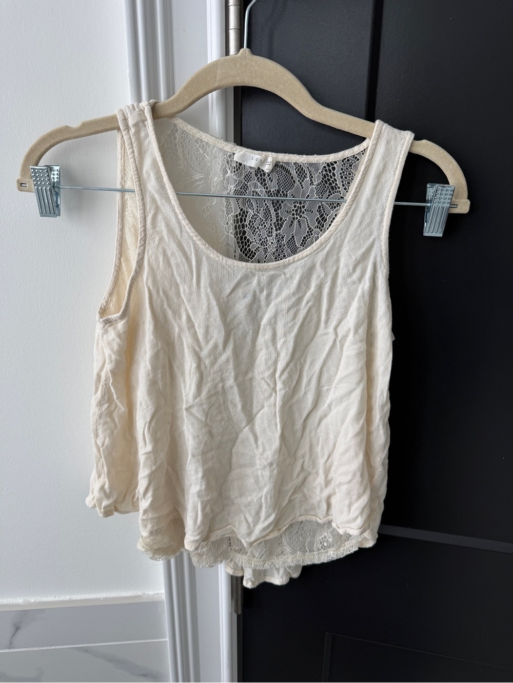 Lush Cream Lace-Back Tank Top